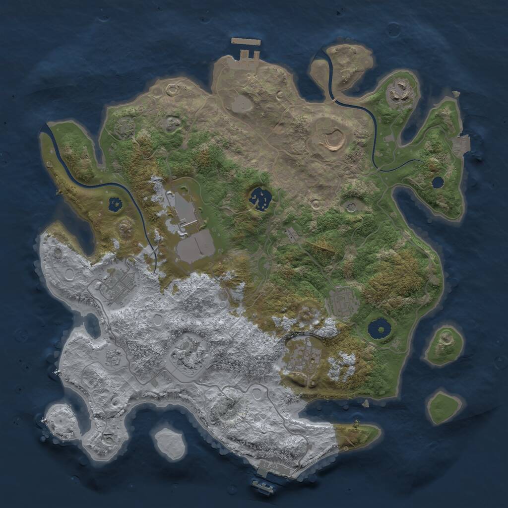 Rust Map: Procedural Map, Size: 3500, Seed: 2142431208, 14 Monuments