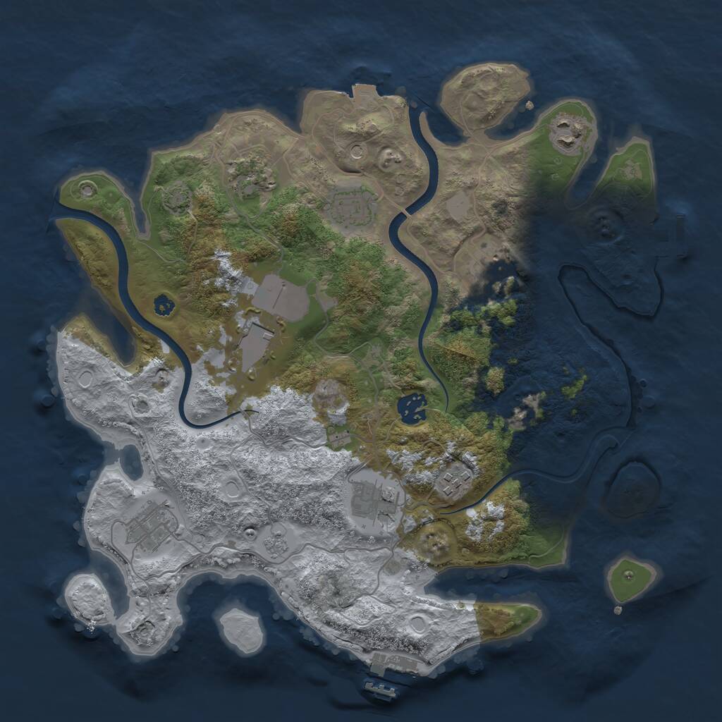 Rust Map: Procedural Map, Size: 3500, Seed: 2142431208, 15 Monuments