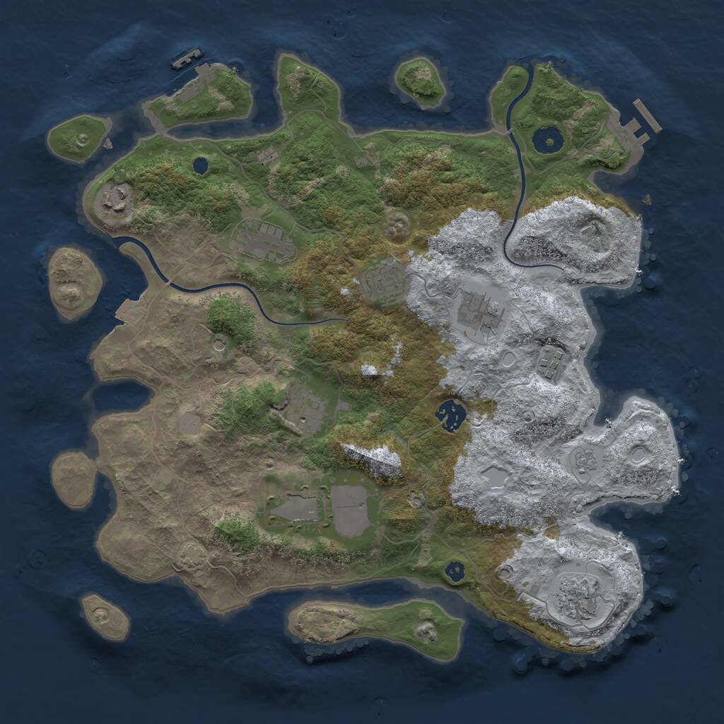 Rust Map: Procedural Map, Size: 3700, Seed: 1309137018, 15 Monuments