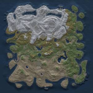 Thumbnail Rust Map: Procedural Map, Size: 4500, Seed: 141926142, 16 Monuments