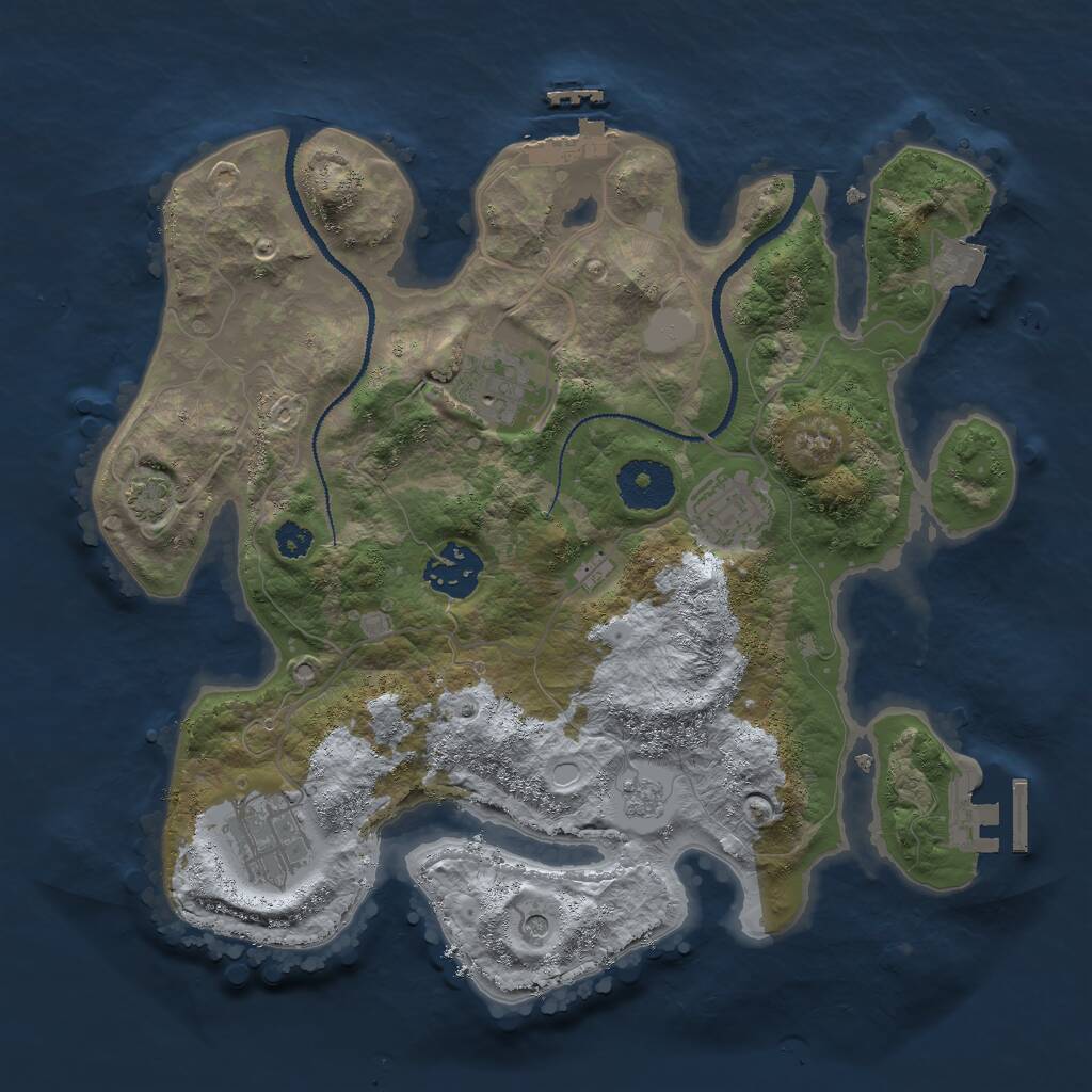 Rust Map: Procedural Map, Size: 3000, Seed: 61579, 10 Monuments
