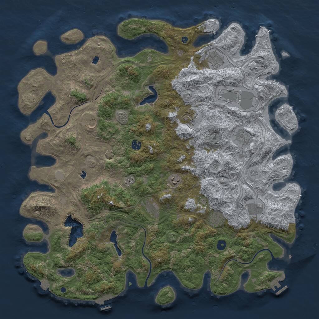 Rust Map: Procedural Map, Size: 4800, Seed: 654613, 17 Monuments