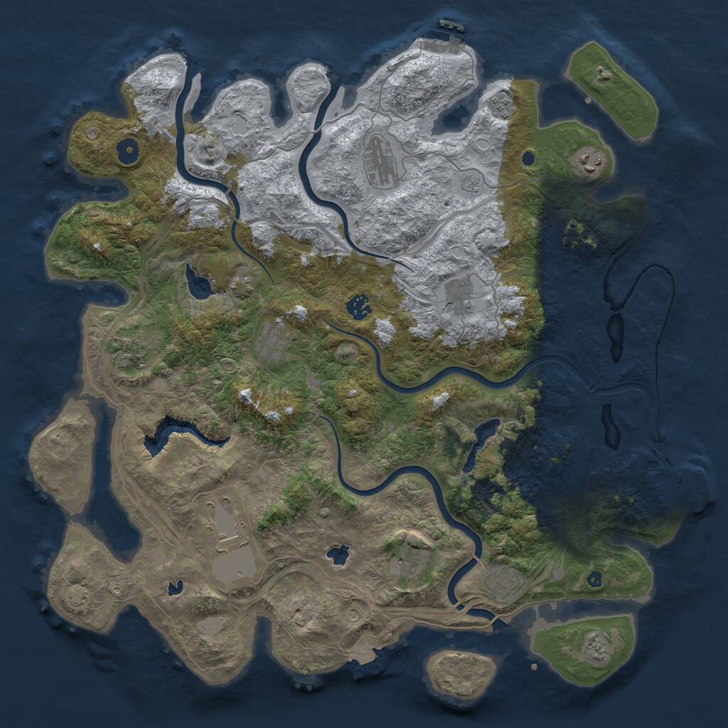 Rust Map: Procedural Map, Size: 4500, Seed: 2038275879, 16 Monuments