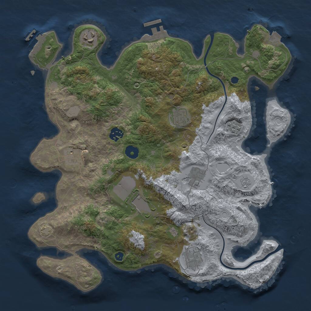 Rust Map: Procedural Map, Size: 3500, Seed: 25738, 13 Monuments