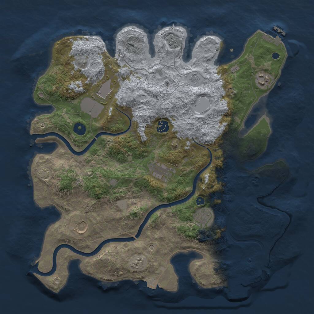 Rust Map: Procedural Map, Size: 3750, Seed: 882834133, 13 Monuments