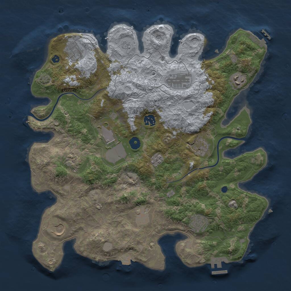 Rust Map: Procedural Map, Size: 3750, Seed: 882834133, 17 Monuments