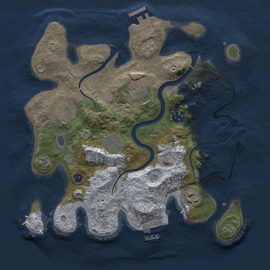 Rust Map: Procedural Map, Size: 3000, Seed: 1658548870, 11 Monuments