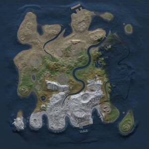 Thumbnail Rust Map: Procedural Map, Size: 3000, Seed: 1658548870, 11 Monuments