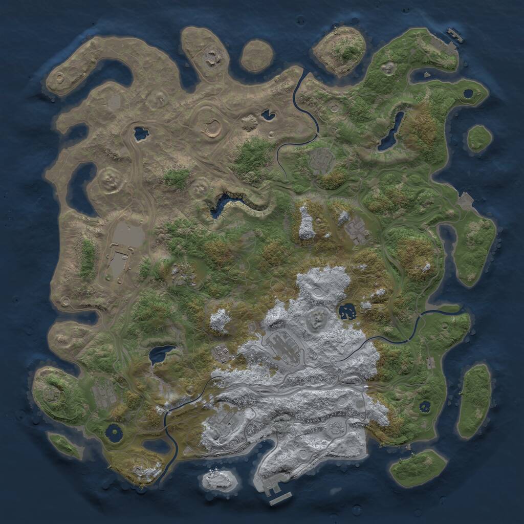 Rust Map: Procedural Map, Size: 4500, Seed: 1136685714, 17 Monuments