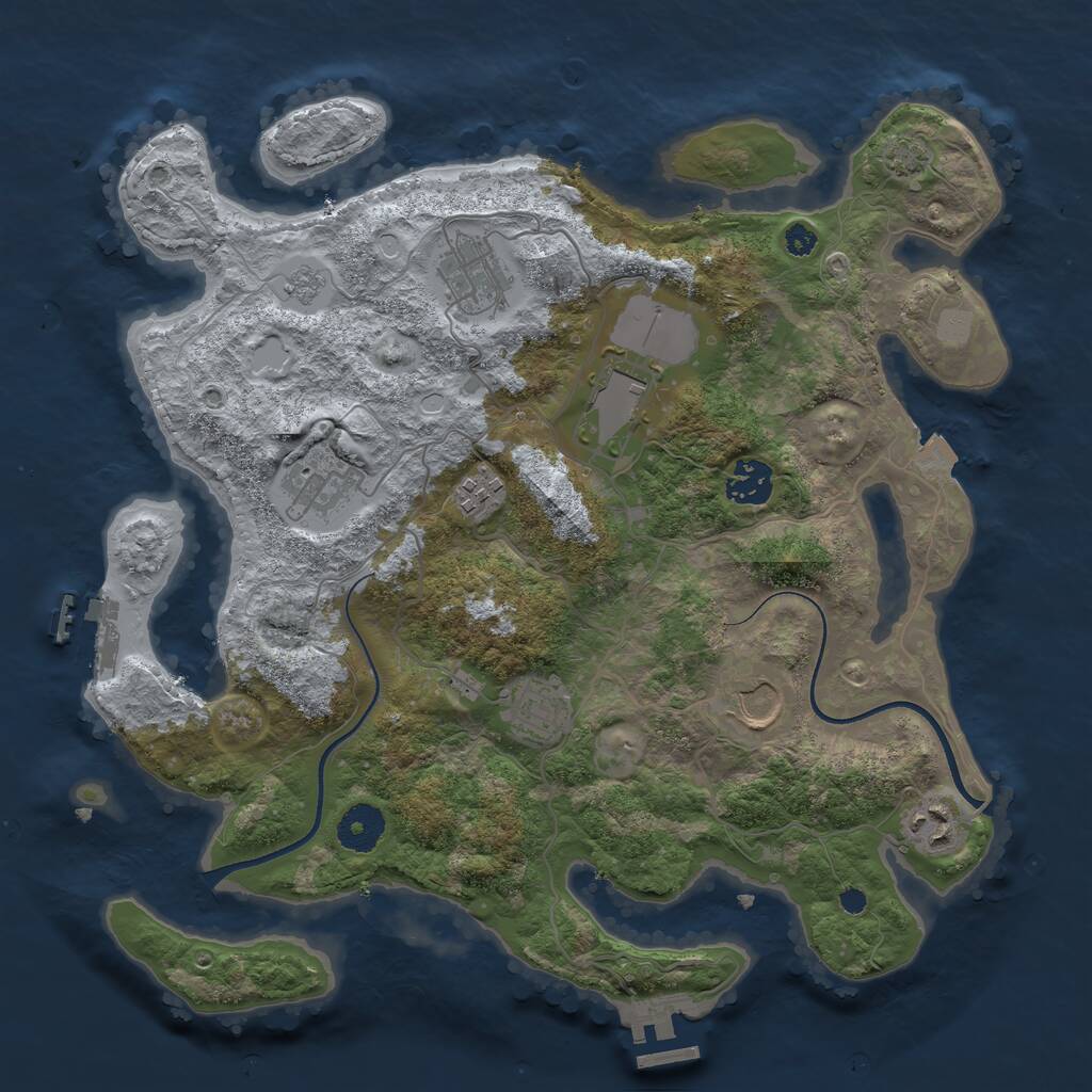 Rust Map: Procedural Map, Size: 3500, Seed: 165158412, 13 Monuments