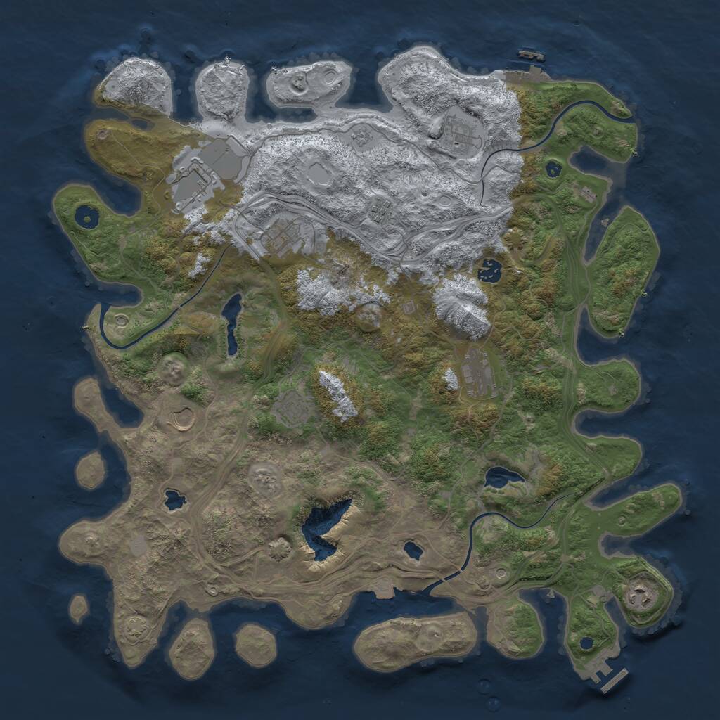 Rust Map: Procedural Map, Size: 4500, Seed: 1401256028, 15 Monuments