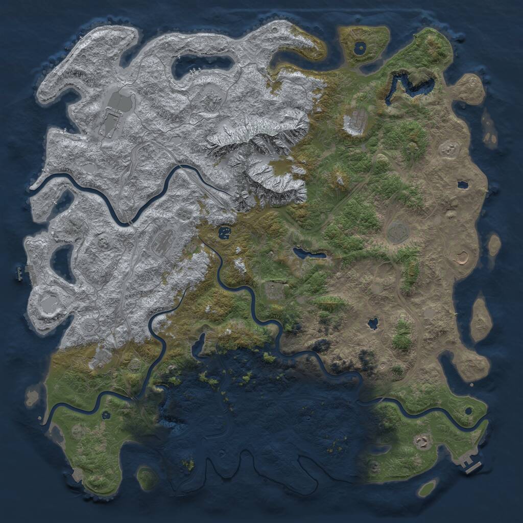 Rust Map: Procedural Map, Size: 6000, Seed: 1122201101, 17 Monuments