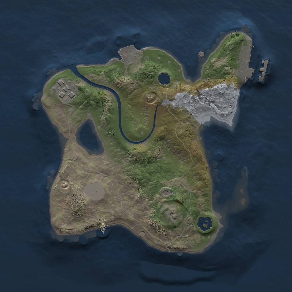 Rust Map: Procedural Map, Size: 2000, Seed: 262346401, 3 Monuments