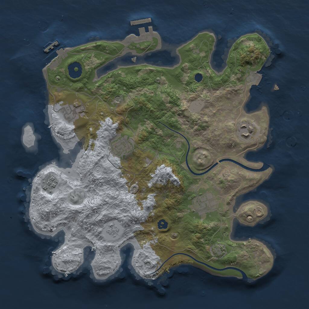 Rust Map: Procedural Map, Size: 3000, Seed: 800085, 11 Monuments