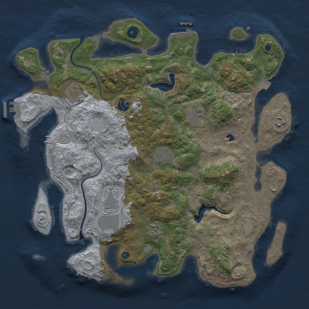 Rust Map: Procedural Map, Size: 4000, Seed: 1061303691, 14 Monuments