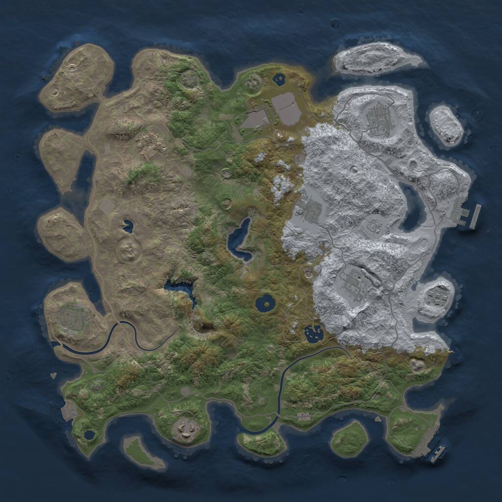 Rust Map: Procedural Map, Size: 4000, Seed: 6801, 15 Monuments