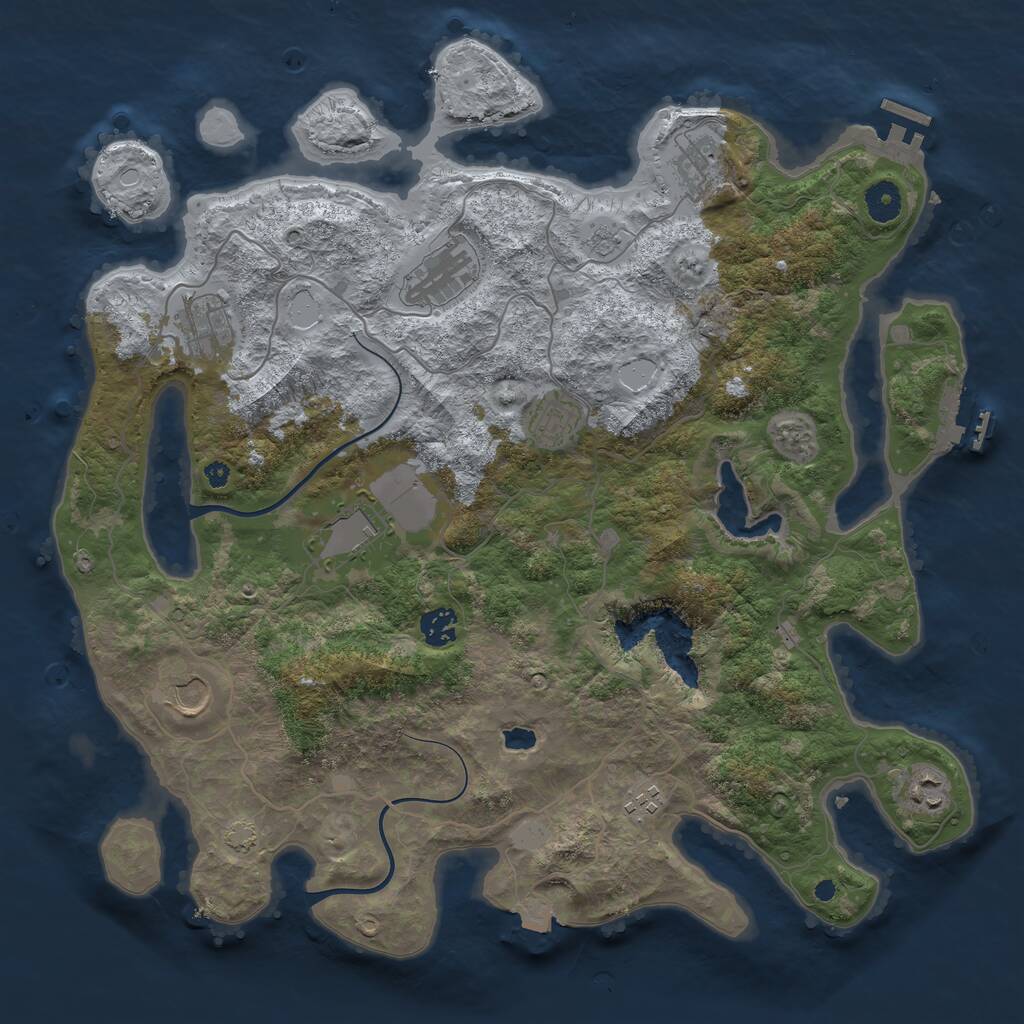 Rust Map: Procedural Map, Size: 4000, Seed: 1026448904, 14 Monuments