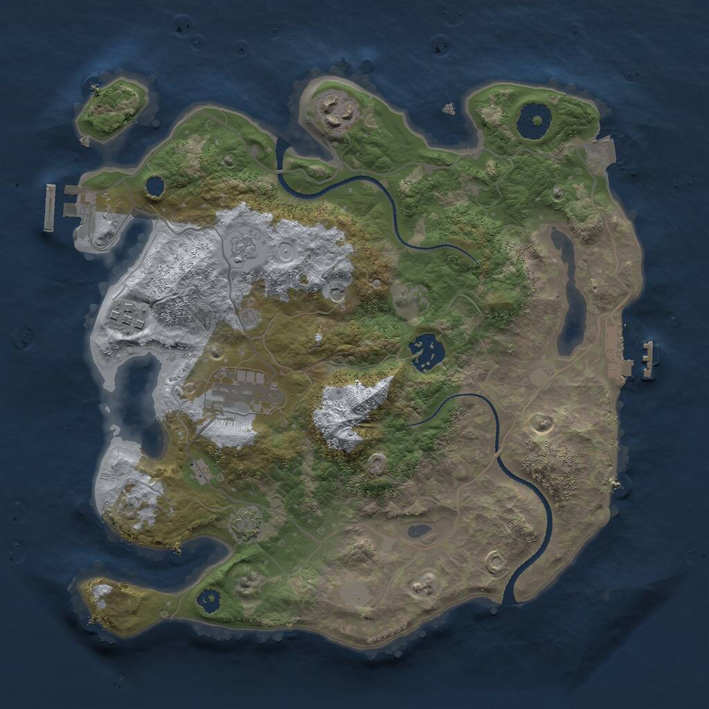 Rust Map: Procedural Map, Size: 3000, Seed: 28511, 10 Monuments