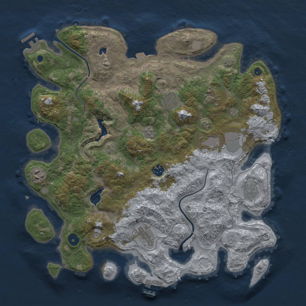 Rust Map: Procedural Map, Size: 4000, Seed: 1907616512, 14 Monuments
