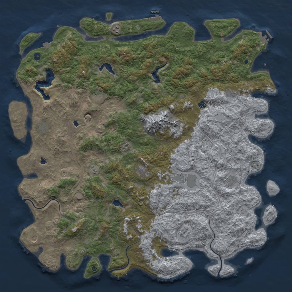 Rust Map: Procedural Map, Size: 6000, Seed: 834661735, 17 Monuments