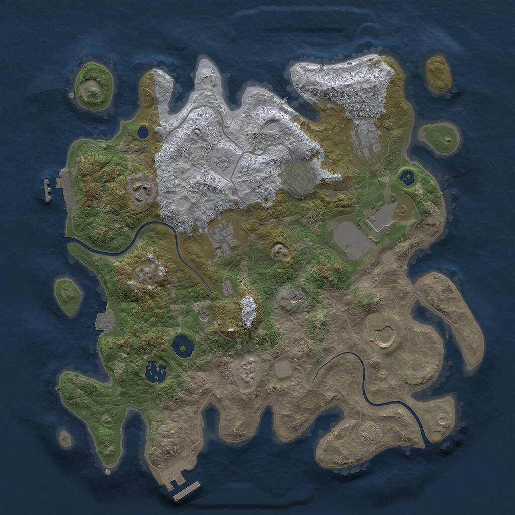 Rust Map: Procedural Map, Size: 3500, Seed: 1383784759, 13 Monuments