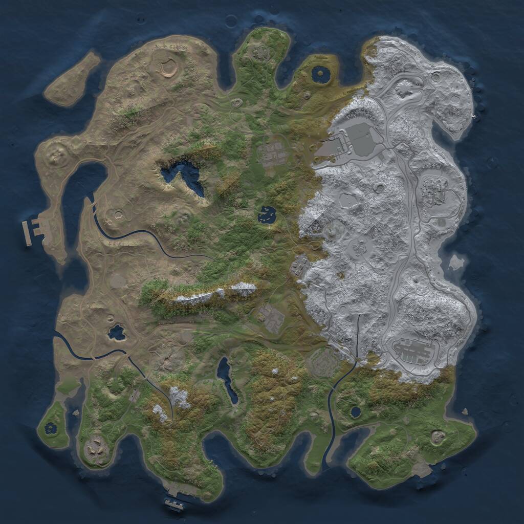 Rust Map: Procedural Map, Size: 4250, Seed: 600931195, 16 Monuments