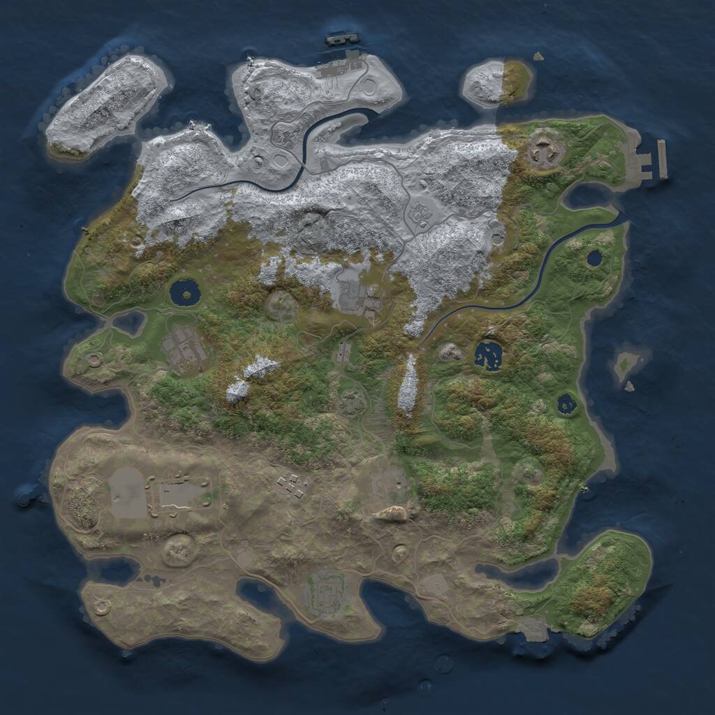 Rust Map: Procedural Map, Size: 3700, Seed: 116720886, 14 Monuments