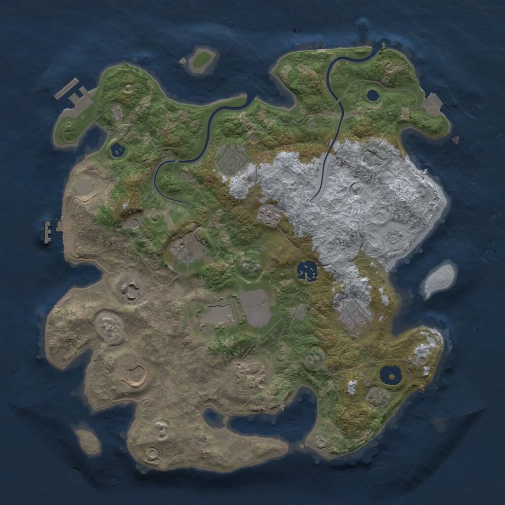 Rust Map: Procedural Map, Size: 3550, Seed: 489665, 15 Monuments