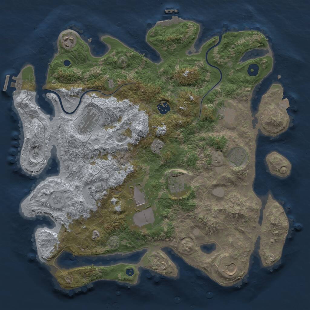Rust Map: Procedural Map, Size: 3850, Seed: 35010000, 16 Monuments