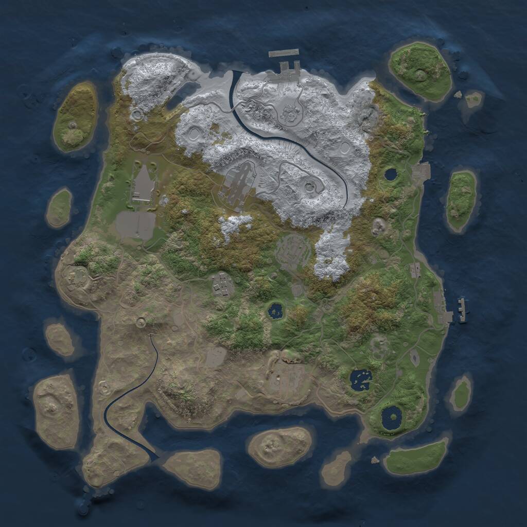 Rust Map: Procedural Map, Size: 3500, Seed: 446307675, 12 Monuments