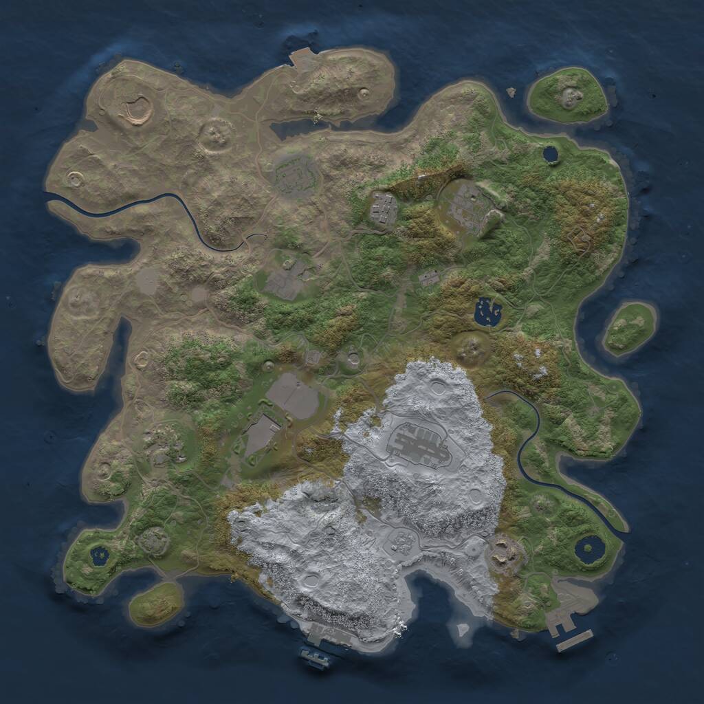 Rust Map: Procedural Map, Size: 3700, Seed: 3226895, 16 Monuments