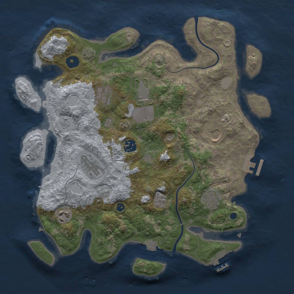 Rust Map: Procedural Map, Size: 3500, Seed: 2104451915, 14 Monuments