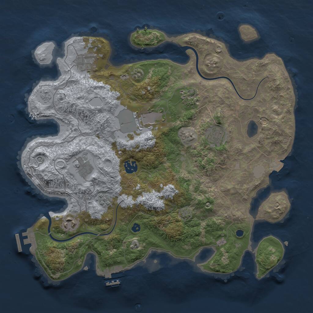 Rust Map: Procedural Map, Size: 3500, Seed: 1347426969, 14 Monuments