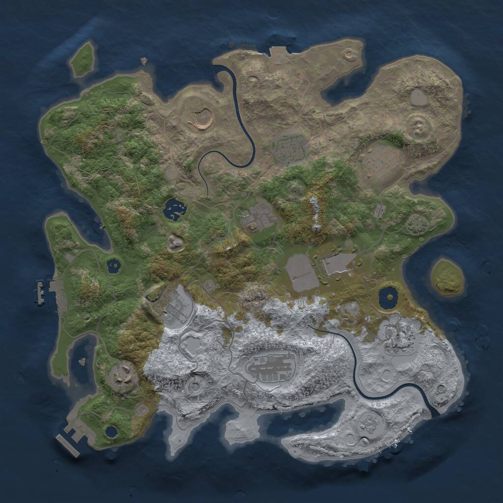 Rust Map: Procedural Map, Size: 3500, Seed: 1411891441, 16 Monuments