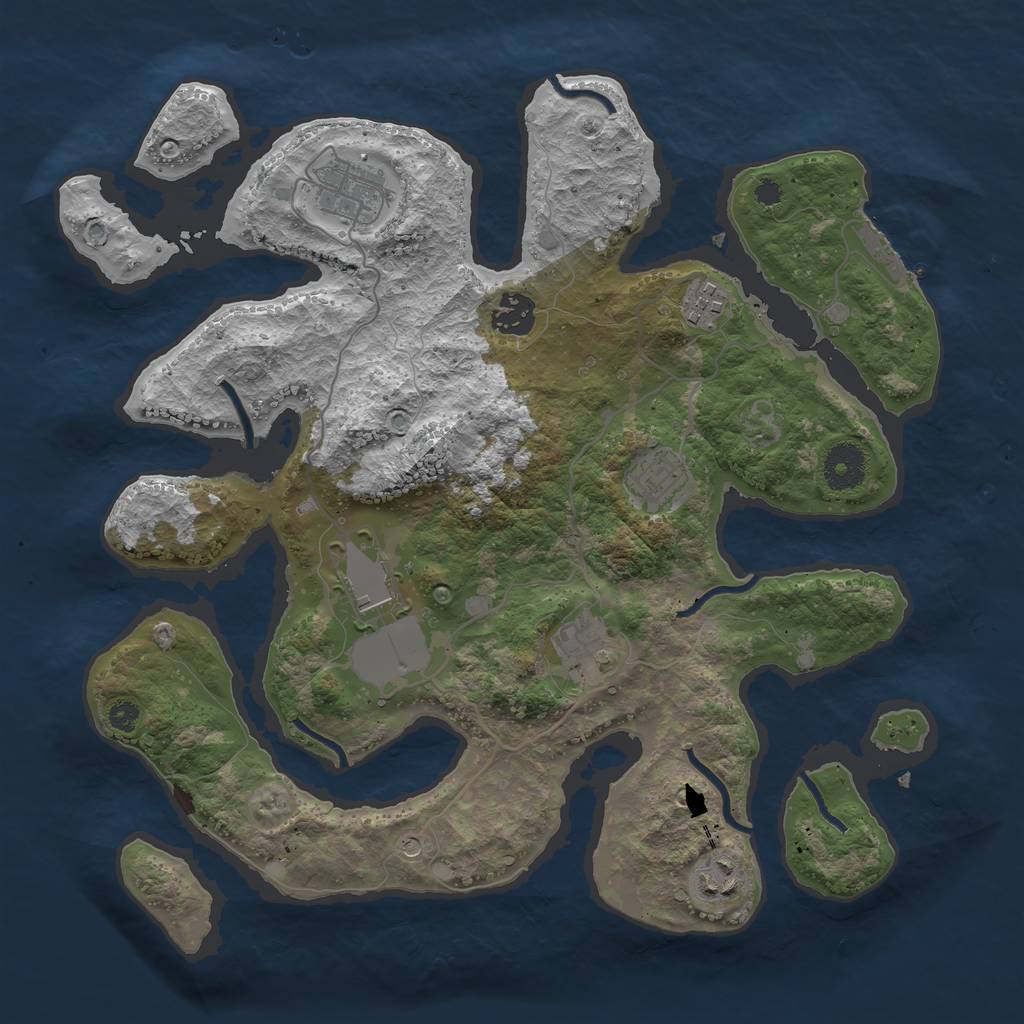Rust Map: Procedural Map, Size: 3500, Seed: 7777, 11 Monuments