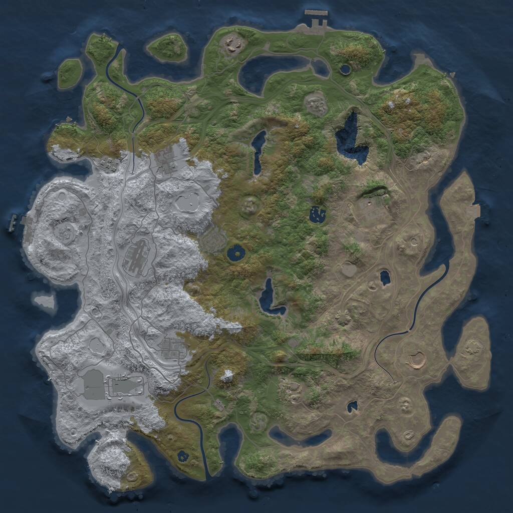 Rust Map: Procedural Map, Size: 4500, Seed: 428700211, 17 Monuments