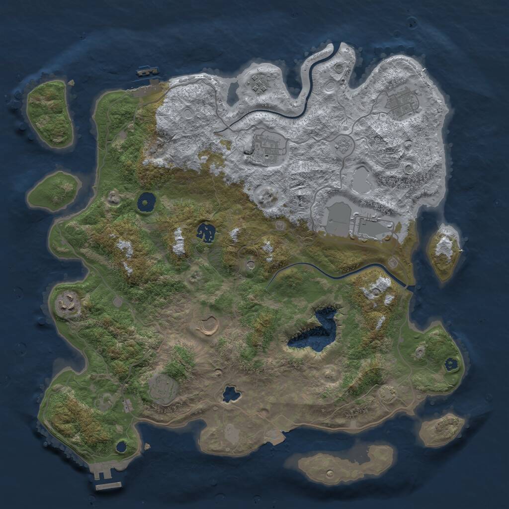 Rust Map: Procedural Map, Size: 4000, Seed: 1827632108, 14 Monuments