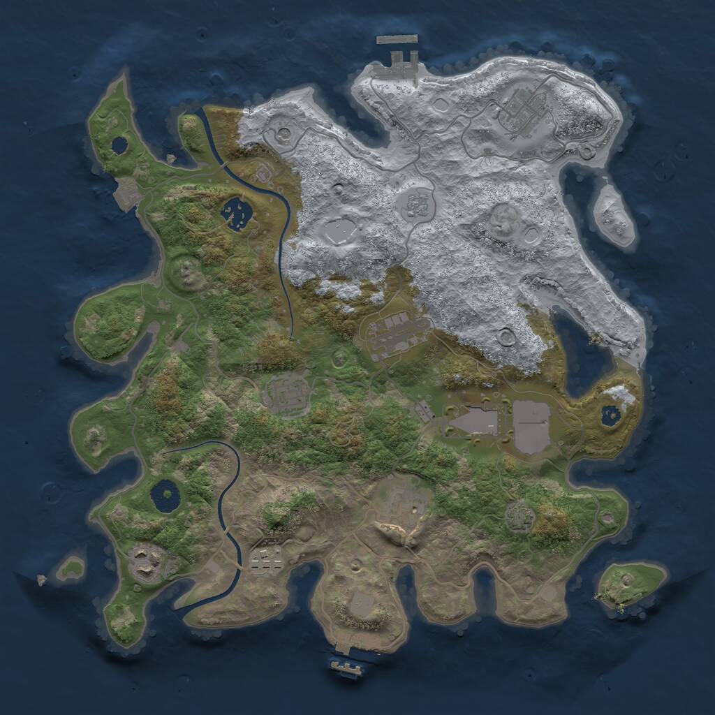 Rust Map: Procedural Map, Size: 3500, Seed: 1101184469, 14 Monuments