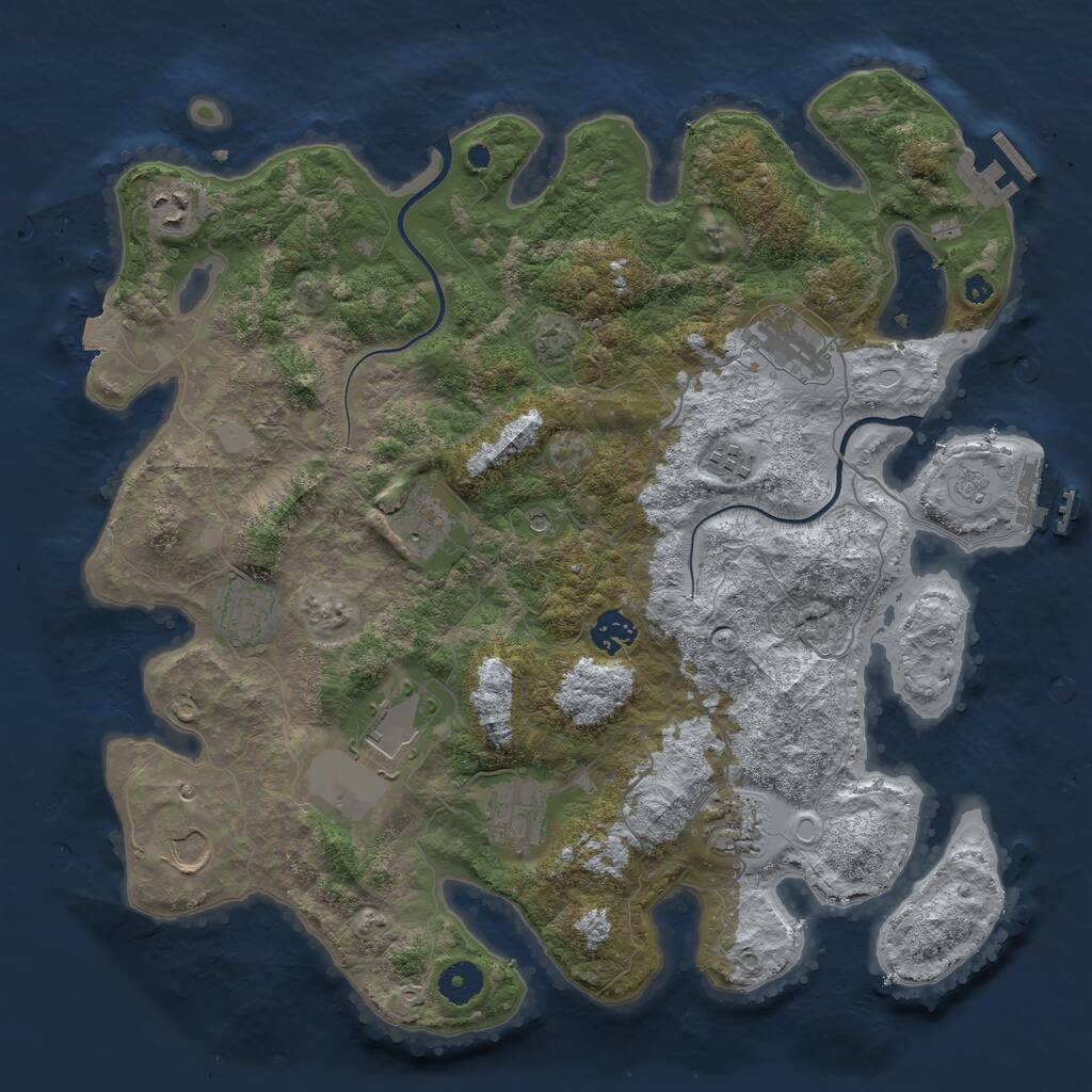 Rust Map: Procedural Map, Size: 3850, Seed: 723356215, 16 Monuments