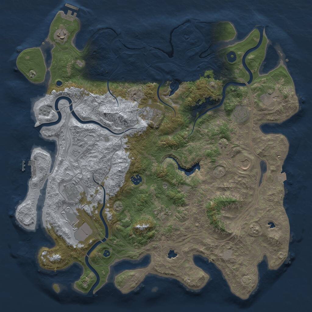 Rust Map: Procedural Map, Size: 4500, Seed: 1149376429, 16 Monuments