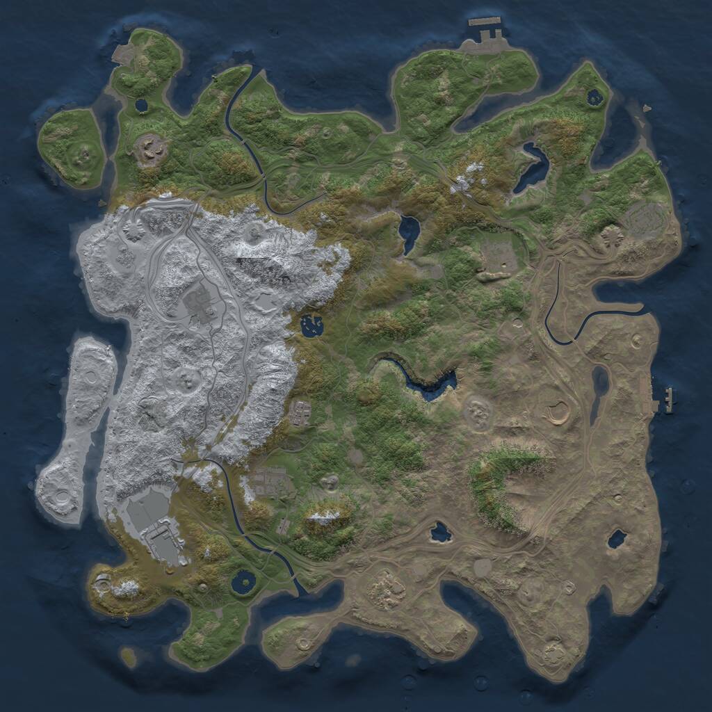 Rust Map: Procedural Map, Size: 4500, Seed: 1149376429, 16 Monuments