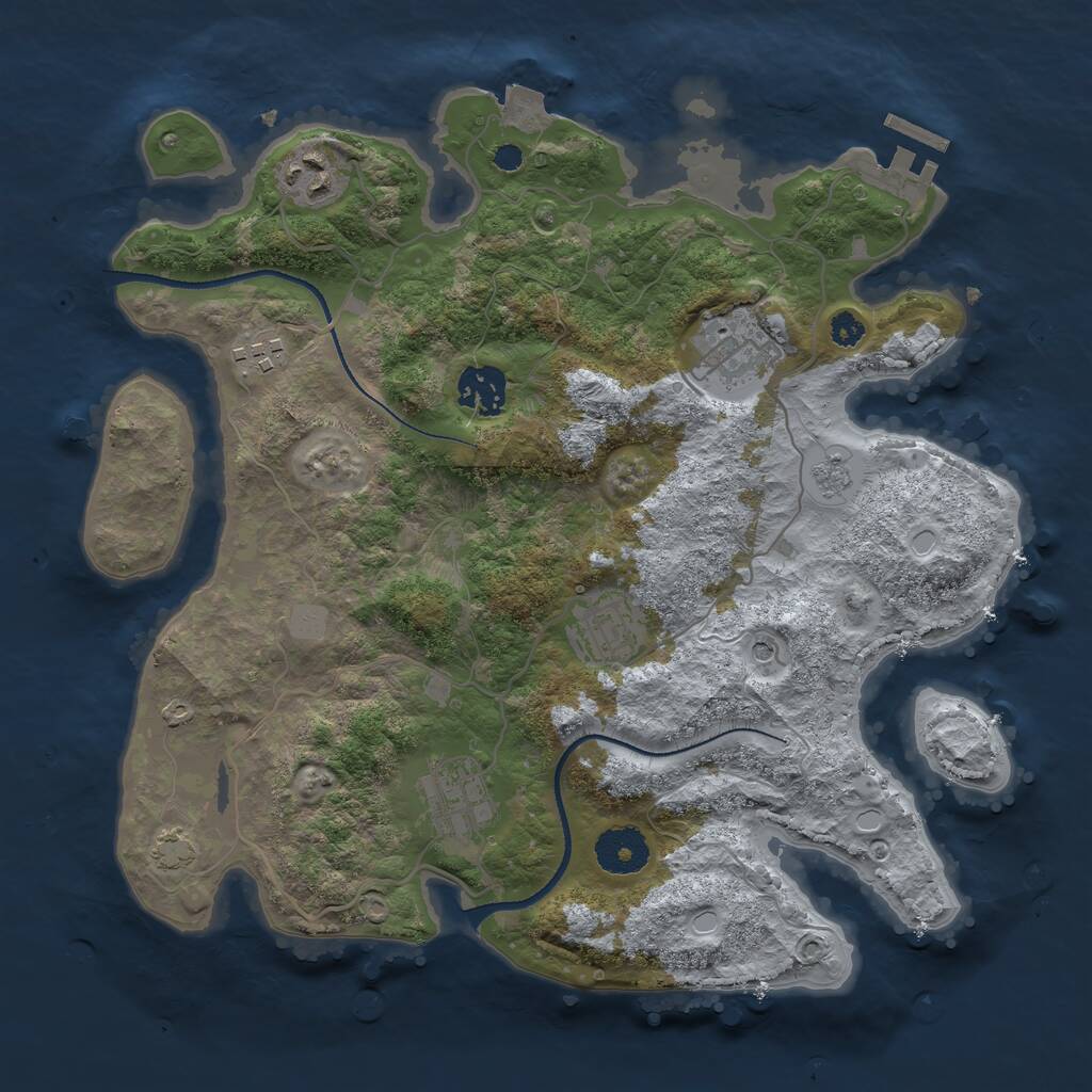 Rust Map: Procedural Map, Size: 3250, Seed: 1477852, 11 Monuments