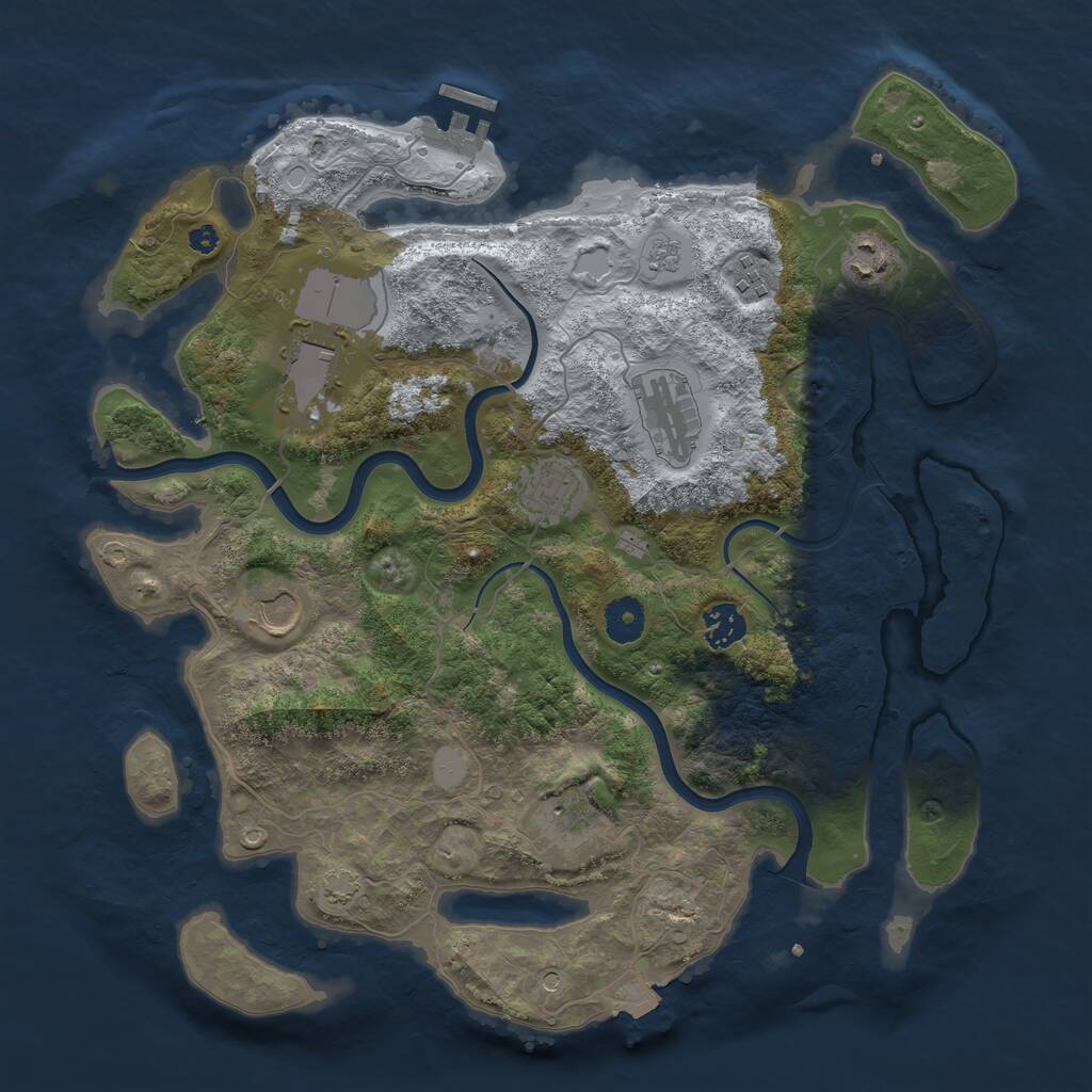 Rust Map: Procedural Map, Size: 3750, Seed: 1653049070, 13 Monuments