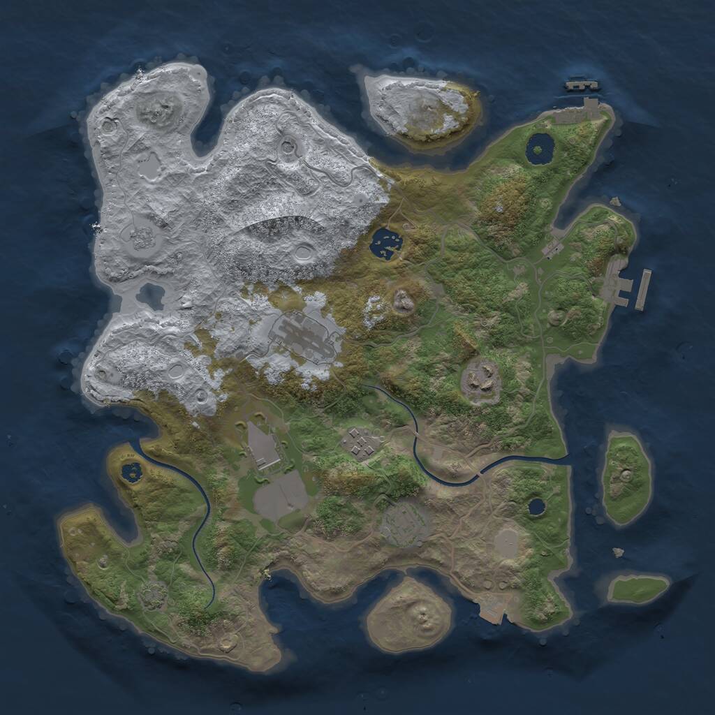 Rust Map: Procedural Map, Size: 3500, Seed: 456465, 12 Monuments