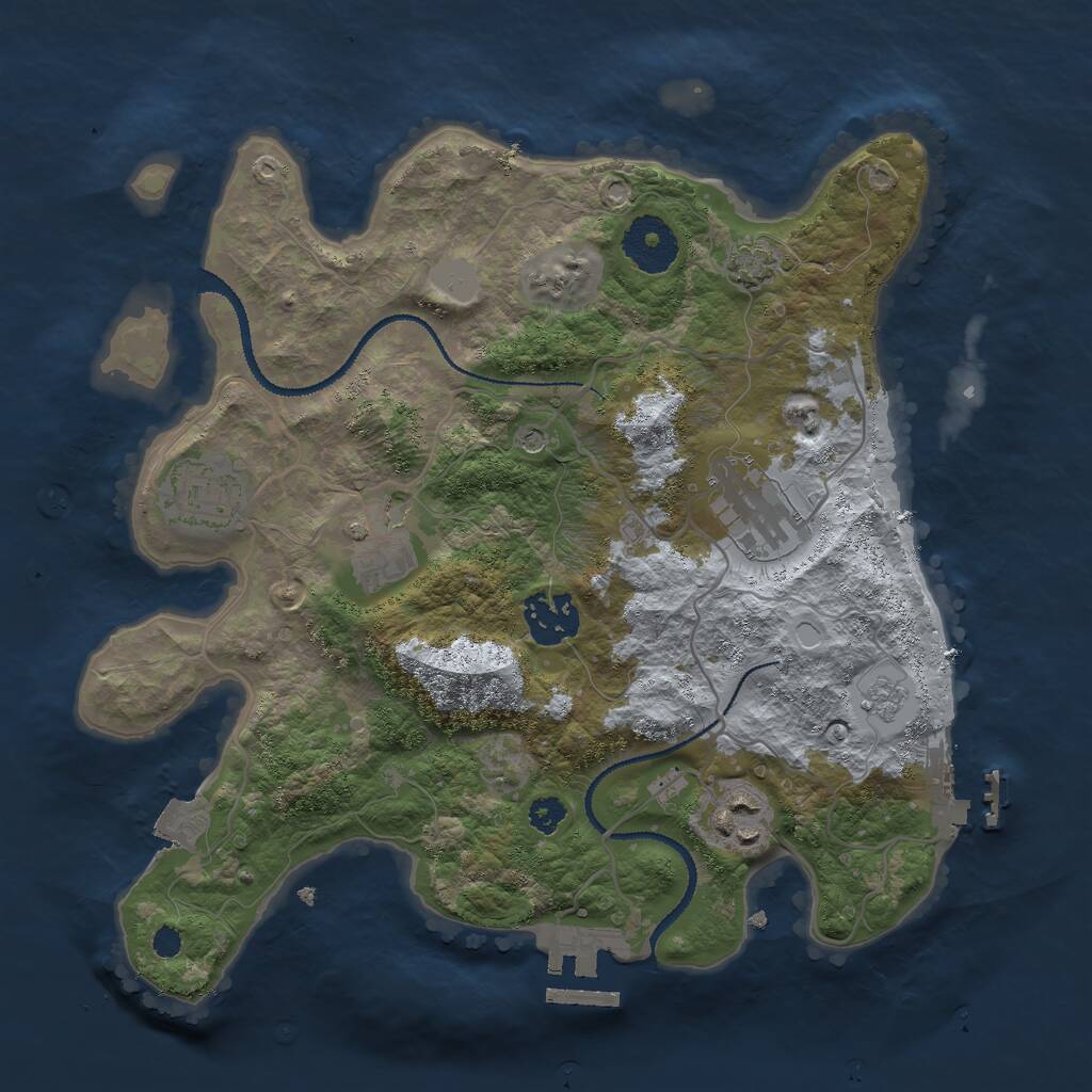 Rust Map: Procedural Map, Size: 3000, Seed: 1022958161, 11 Monuments