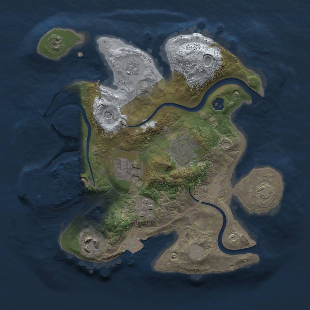Rust Map: Procedural Map, Size: 2500, Seed: 66648, 9 Monuments