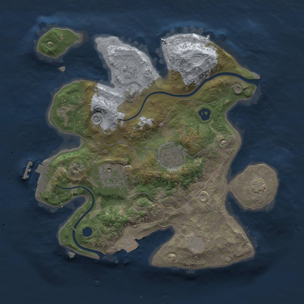 Rust Map: Procedural Map, Size: 2500, Seed: 66648, 7 Monuments