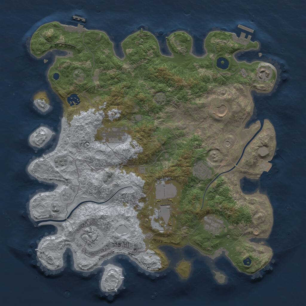 Rust Map: Procedural Map, Size: 3750, Seed: 697151628, 15 Monuments