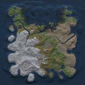 Thumbnail Rust Map: Procedural Map, Size: 3750, Seed: 697151628, 16 Monuments