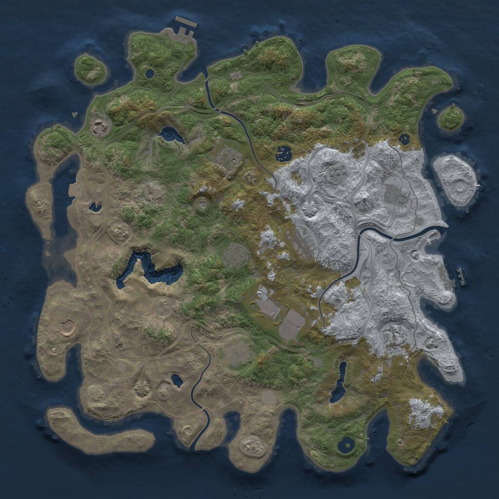 Rust Map: Procedural Map, Size: 4500, Seed: 1628560100, 17 Monuments